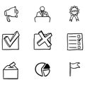 Vector Set of Outline Doodle Elections Icons