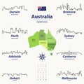 Vector outline icon sof Australia cities skylines