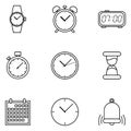 Vector Set of Outline Time and Schedule Icons.