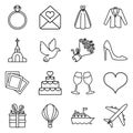 Vector Set of Outline Wedding Icons