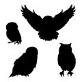 Vector Set of Owl Silhouette Illustrations Royalty Free Stock Photo