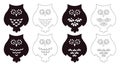 Vector set of owls. Stencils