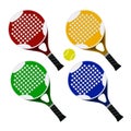 vector set of padel tennis rackets and a ball