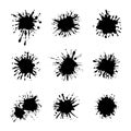 Vector Set of Paint Splatters, Black Ink Abstract Shapes Isolated. Royalty Free Stock Photo