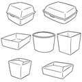 Vector set of paper food container