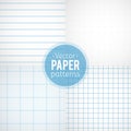 Vector set of paper patterns. Ruled, dotted, millimeter and squared papers. Vector illustration, flat design