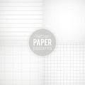 Vector set of paper patterns. Ruled, dotted, millimeter and squared papers. Vector illustration, flat design