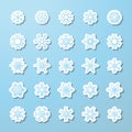 Vector set of paper snowflake stickers.