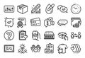 Vector set of Parcel, Dj controller and Photo line icons set. Vector Royalty Free Stock Photo