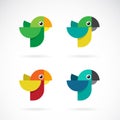 Vector set of parrot design on white background. Wild Animals. Birds. Easy editable layered vector illustration