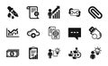 Vector set of Passport document, Paper clip and Technical documentation icons simple set. Vector