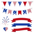 Vector Set of Patriotic Graphics for July 4. Royalty Free Stock Photo