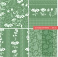 Vector set patterns with white flowers