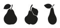 Vector Set of pears - three pear varieties - black icons on white background images Royalty Free Stock Photo