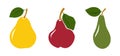 Vector Set of pears - three pear varieties - colorful icons on white background images Royalty Free Stock Photo