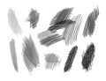Vector Set of Pencil Stroke Textures Isolated on White Background, Gray Color. Royalty Free Stock Photo