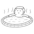 Vector set of people bathing in hot water pool