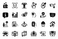 Vector Set of People icons related to Check eye, Insurance hand and Teamwork question. Vector