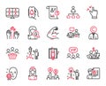 Vector Set of People icons related to Court judge, Management and Copyrighter. Vector Royalty Free Stock Photo