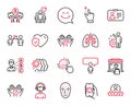 Vector Set of People icons related to Face biometrics, Social distancing and Employees teamwork. Vector