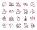 Vector Set of People icons related to Friends chat, Stop shopping and Teamwork. Vector