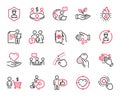 Vector Set of People icons related to Helping hand, Heart target and Swipe up. Vector