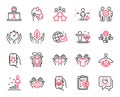 Vector Set of People icons related to Safe water, Sick man and Employees teamwork. Vector