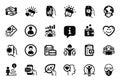 Vector Set of People icons related to Women group, Smile chat and Helping hand. Vector