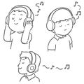 Vector set of people listening music Royalty Free Stock Photo