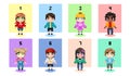 Vector Set of people in pixel art style Royalty Free Stock Photo