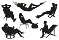 Set of silhouettes of resting people. Vector graphics