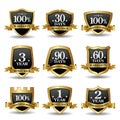 Vector set of 100 percent guarantee golden labels Royalty Free Stock Photo