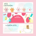 Vector set of pet grooming salon cards Royalty Free Stock Photo