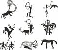 Vector set of petroglyphs of Kazakhstan.