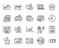 Vector set of Piggy bank, Online loan and Exchange currency line icons set. Vector Royalty Free Stock Photo