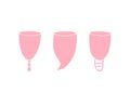 Vector set of pink hand drawn menstrual cup