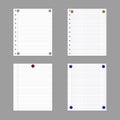Vector Set of Pinned Paper Sheets Isolated, Frames, Realistic Pin Buttons. Royalty Free Stock Photo