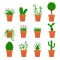 Vector set of plants in pots Royalty Free Stock Photo