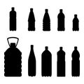 Vector Set of Plastic Bottle Silhouette Royalty Free Stock Photo