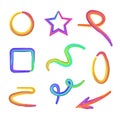 Vector Set: Plasticine Multicolored Different Shapes, Abstract Forms Isolated, Decorative Elements.