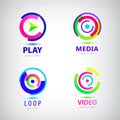 Vector set of play logos, media, video