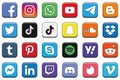 Vector set of popular social media icons-Clean and minimalist design-Stock illustration