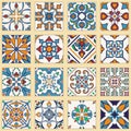 Vector set of Portuguese tiles. Collection of colored patterns for design and fashion