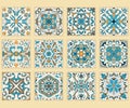 Vector set of Portuguese tiles. Collection of colored patterns for design and fashion