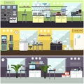 Vector set of posters with scientific research laboratory interior Royalty Free Stock Photo