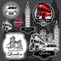 Vector set premium labels from London attractions Royalty Free Stock Photo
