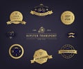 Vector Set of Premium Quality and Guarantee Labels with retro vintage styled design. Hipster elements, signs, logos Royalty Free Stock Photo