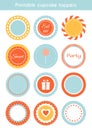 Vector set of printable cupcake toppers, labels