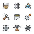 Vector Set of Prison Icons. Prisoner, Detention, Cell, Escape, Work, Death, Penalty, Thief-in-law, Sabotage, Isolation.