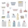 Vector set of products for cleaning. Isolated on a white background.